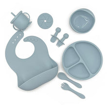 Load image into Gallery viewer, Silicone Feeding Set (Suction Cup Base) - Ocean - Bonus Baby Led Weaning Cutlery Set
